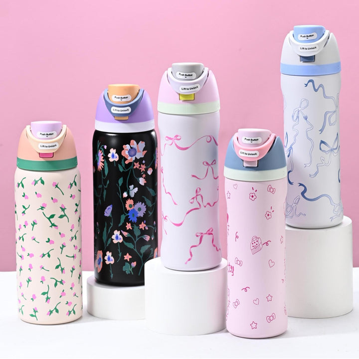Insulated Stainless Steel Vacuum Water Bottle With One-Touch Flip Lid And Leakproof Safety Lock