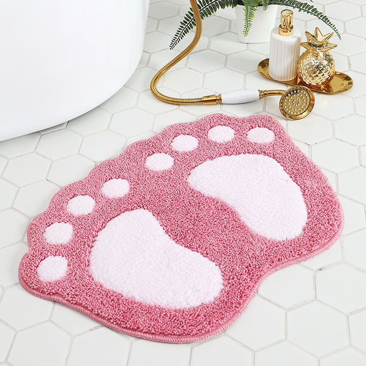 Playful Footprint Bath Rug for Bathroom