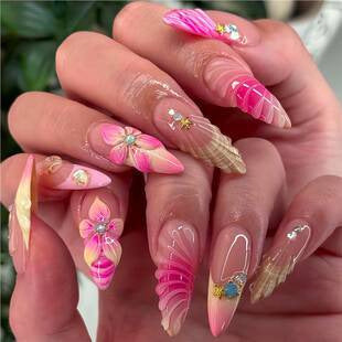 Glamorous Textured Acrylic Nail Enhancements Kalsten
