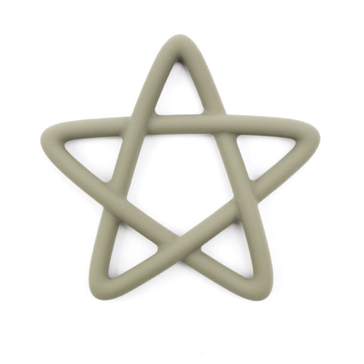 Silicone Star Teething Toy with Wooden Bead Clip