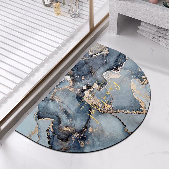 Half-Moon Marble-Pattern Bath Mat