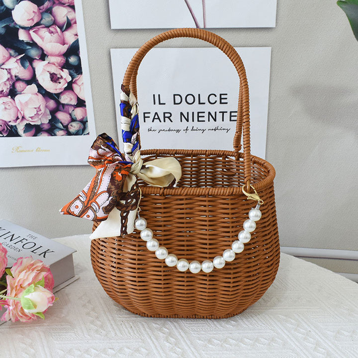 Elegant Handcrafted Rattan Tote Basket Kalsten