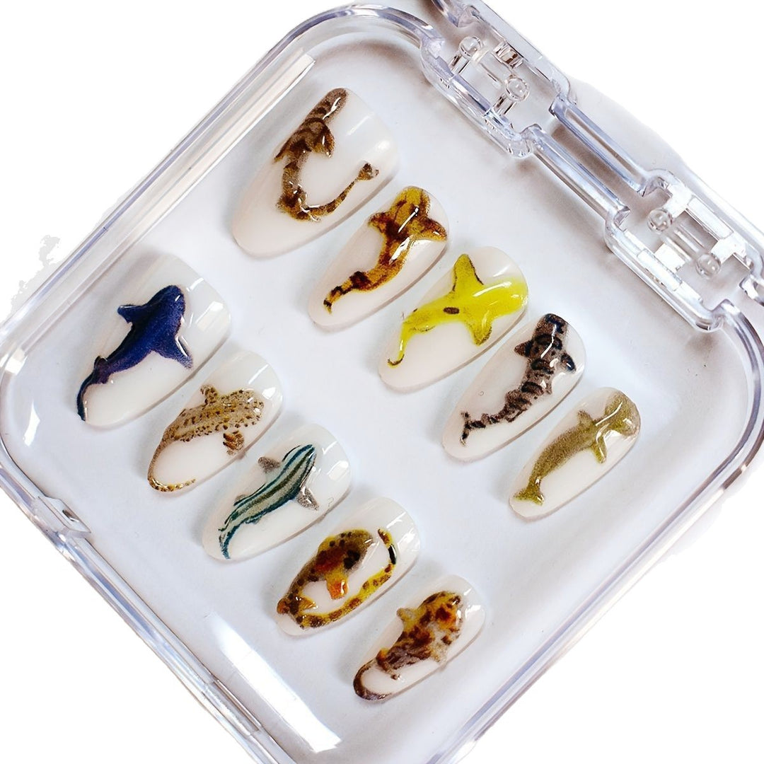 Artistic Shark-Inspired Nail Art Kalsten