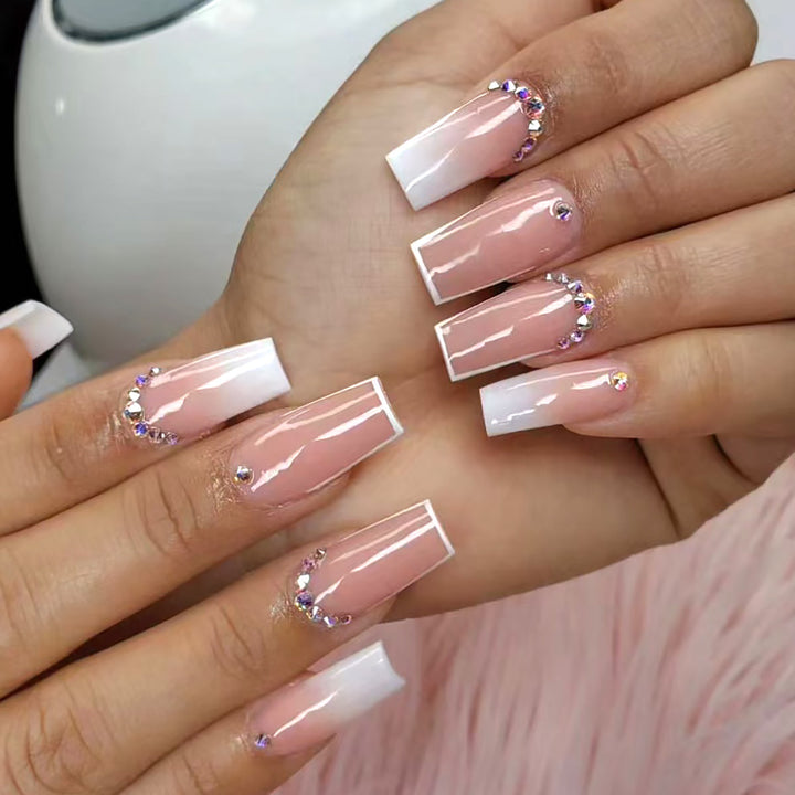 Elaborate Rhinestone-Embellished Long Press-On Nails Kalsten