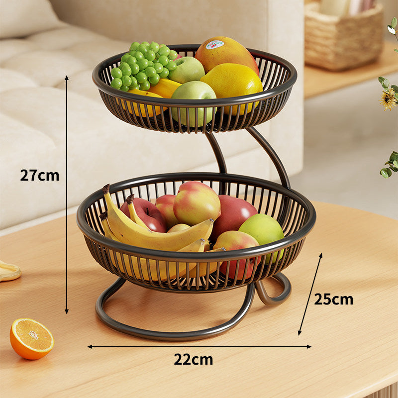 Tiered Metal Wire Fruit Bowl Stand Tabletop Organizer
