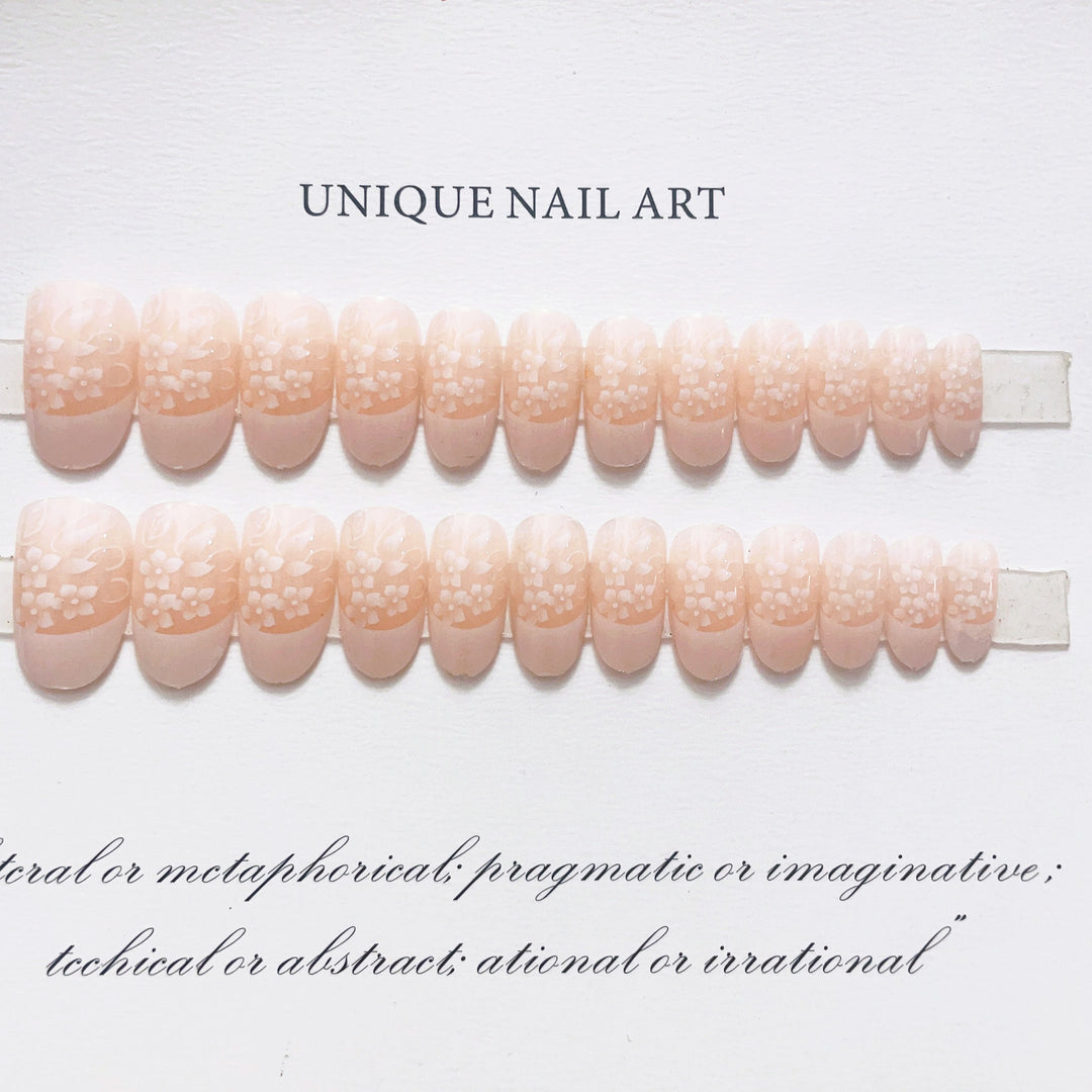 Elegant Floral Press-On Nail Design
