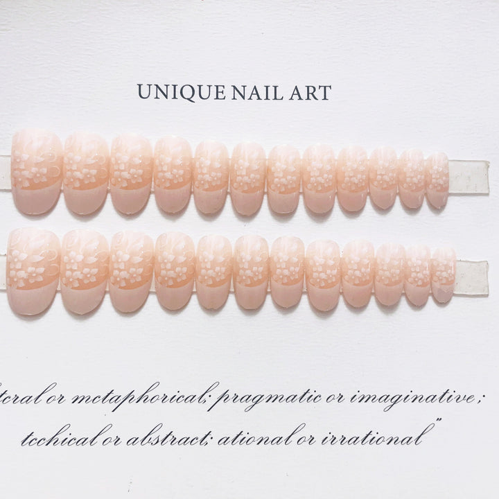 Elegant Floral Press-On Nail Design