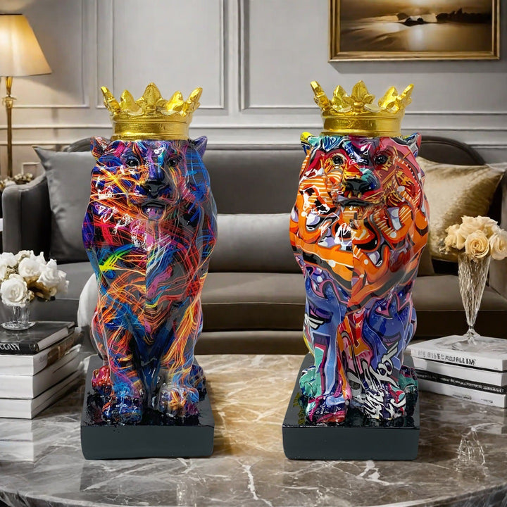 Colorful Lion Sculpture with Crown Kalsten
