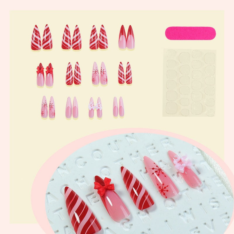 Artificial nail set with festive 3D stars and elegant Christmas designs Kalsten