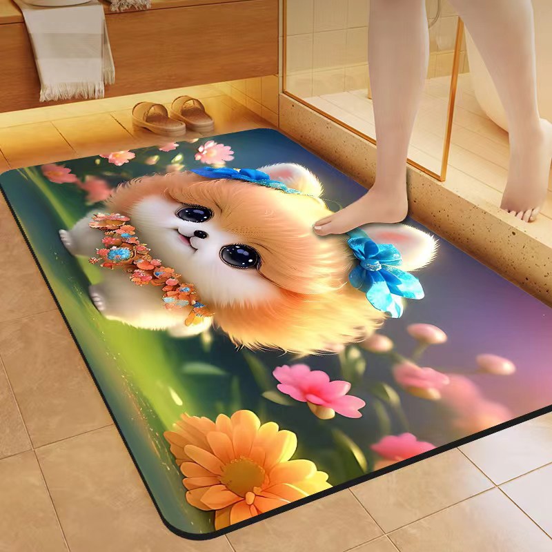 Cute Cat-Themed Bath Mat Kalsten