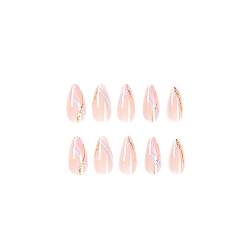 Artful Nail Extensions with Glamorous Gold Design Kalsten