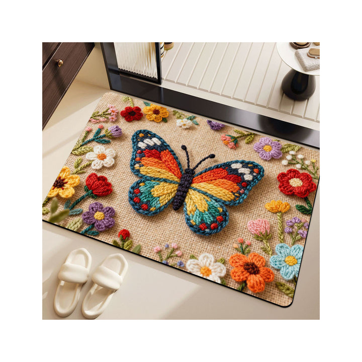 Butterfly Themed Decorative Bath Rug Kalsten