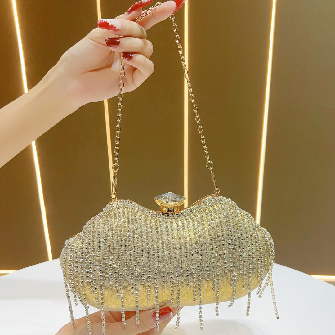 Glamorous Crystal Fringe Evening Handbag