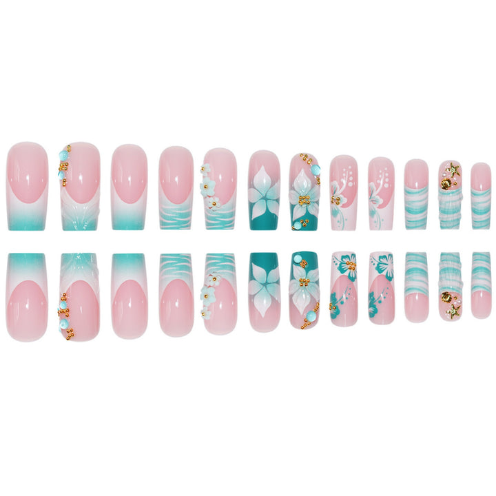 Detailed Floral Acrylic Nail Enhancements Kalsten