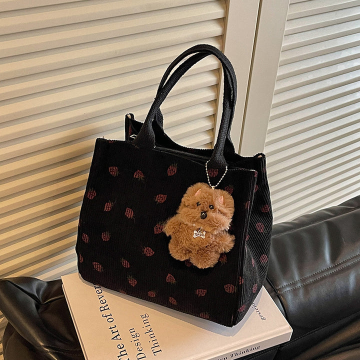 Cute Strawberry Print Fabric Tote Bag