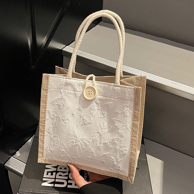Butterfly Embroidered Fabric Tote