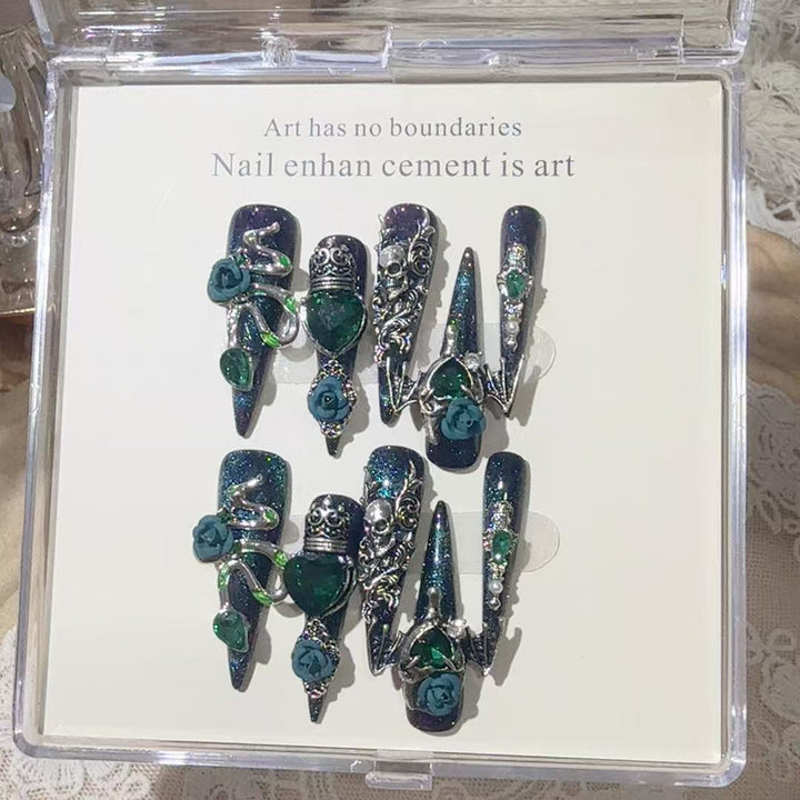 Gothic-Themed Press-On Nail Art Set