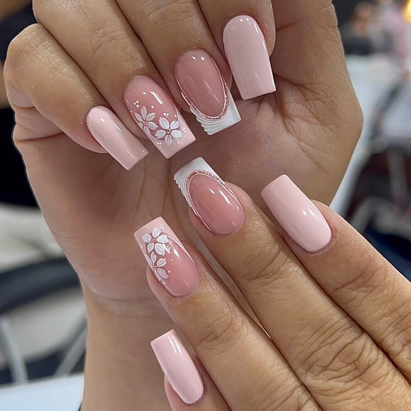 Decorative Press-On Nail Art Set with Floral Designs kalsten