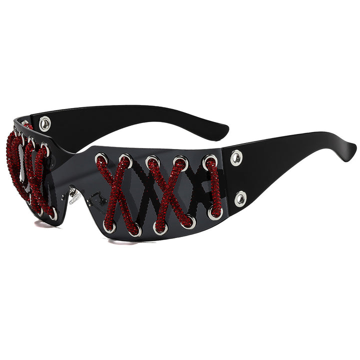 Women futuristic design sunglasses with unique decor Kalsten