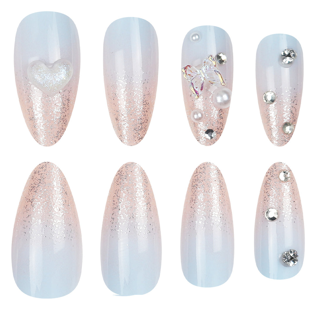 Artistic Glitter-Accented Stiletto Press-On Nails Kalsten