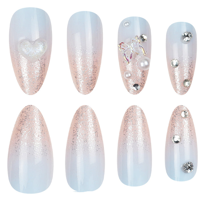 Artistic Glitter-Accented Stiletto Press-On Nails Kalsten