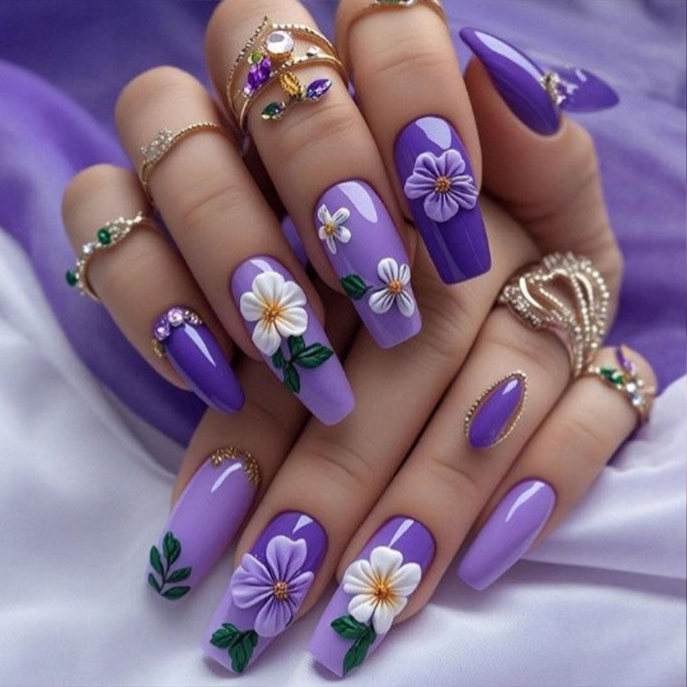 Artificial nails with floral decorations Kalsten