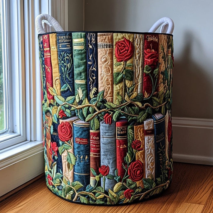 Quilted Decorative Laundry Storage Basket With Rope Handles Collapsible Fabric Organizer