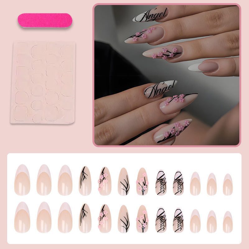 Artificial nails with delicate 3D flowers and elegant design Kalsten