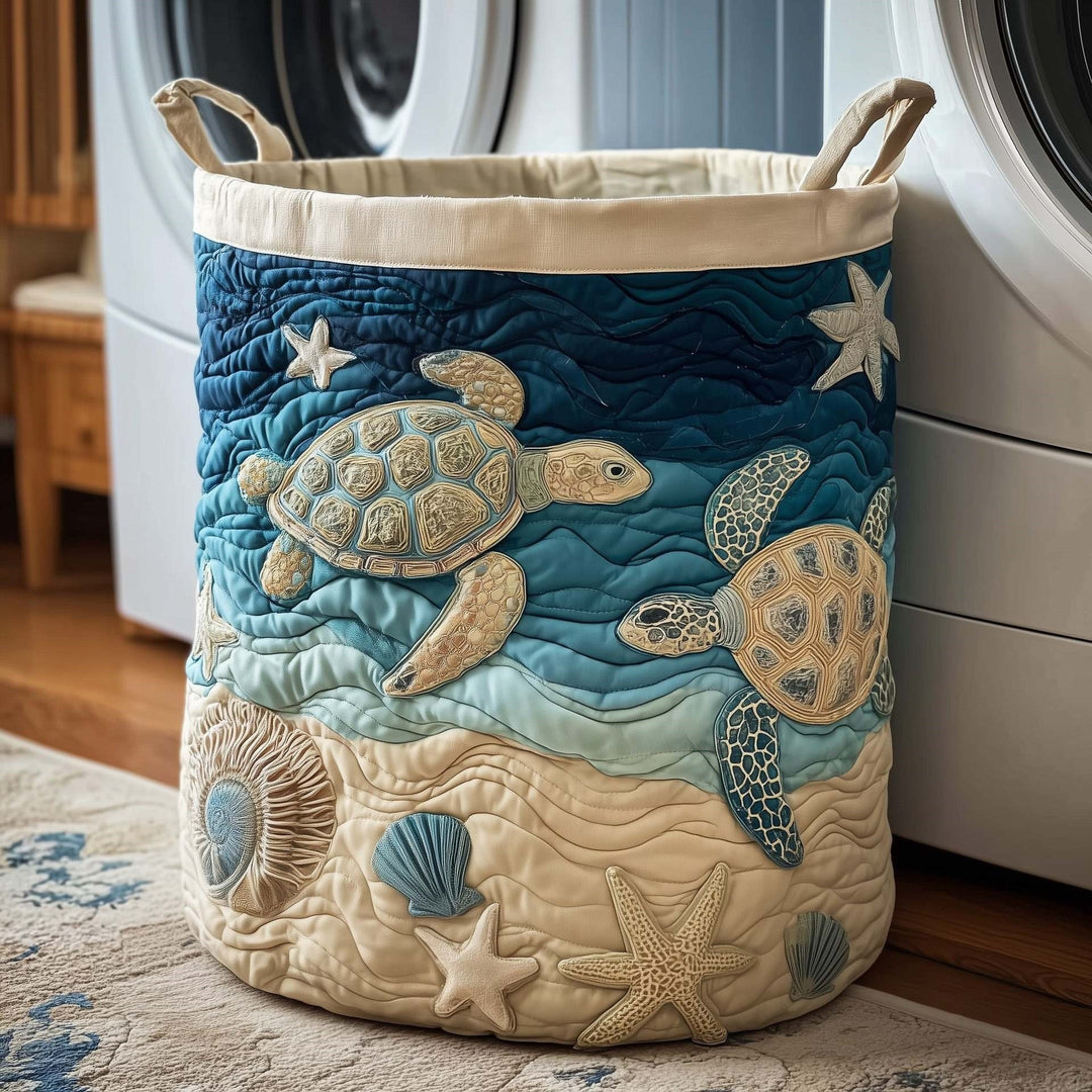 Quilted Decorative Laundry Storage Basket With Rope Handles Collapsible Fabric Organizer