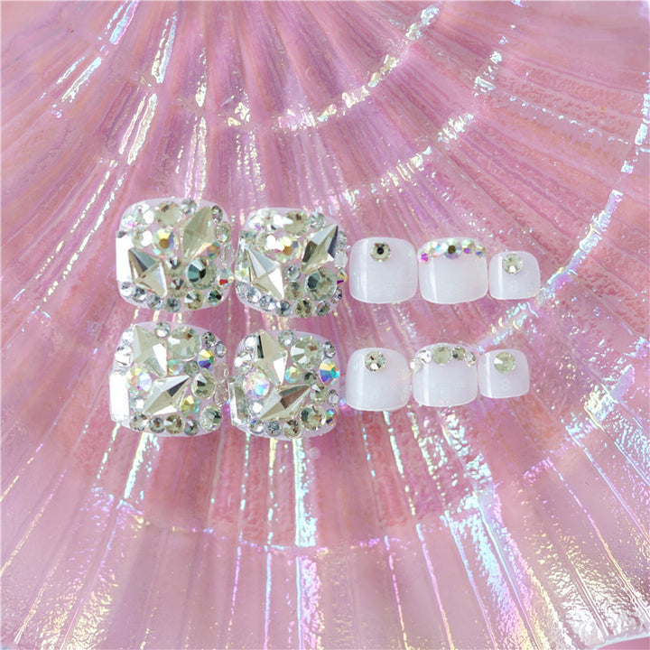 Glamorous Rhinestone-Embellished Press-On Toenails Kalsten