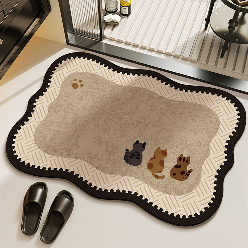 Cat-Themed Plush Kitchen Area Mat Kalsten