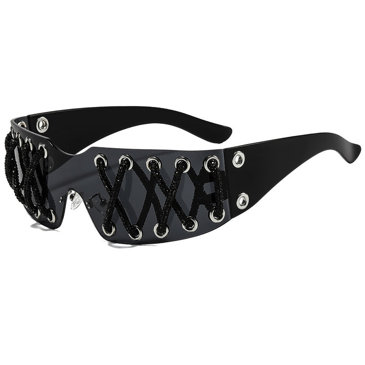 Women futuristic design sunglasses with unique decor Kalsten