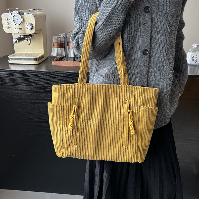 Corduroy Multi-Pocket Tote Bag Kalsten
