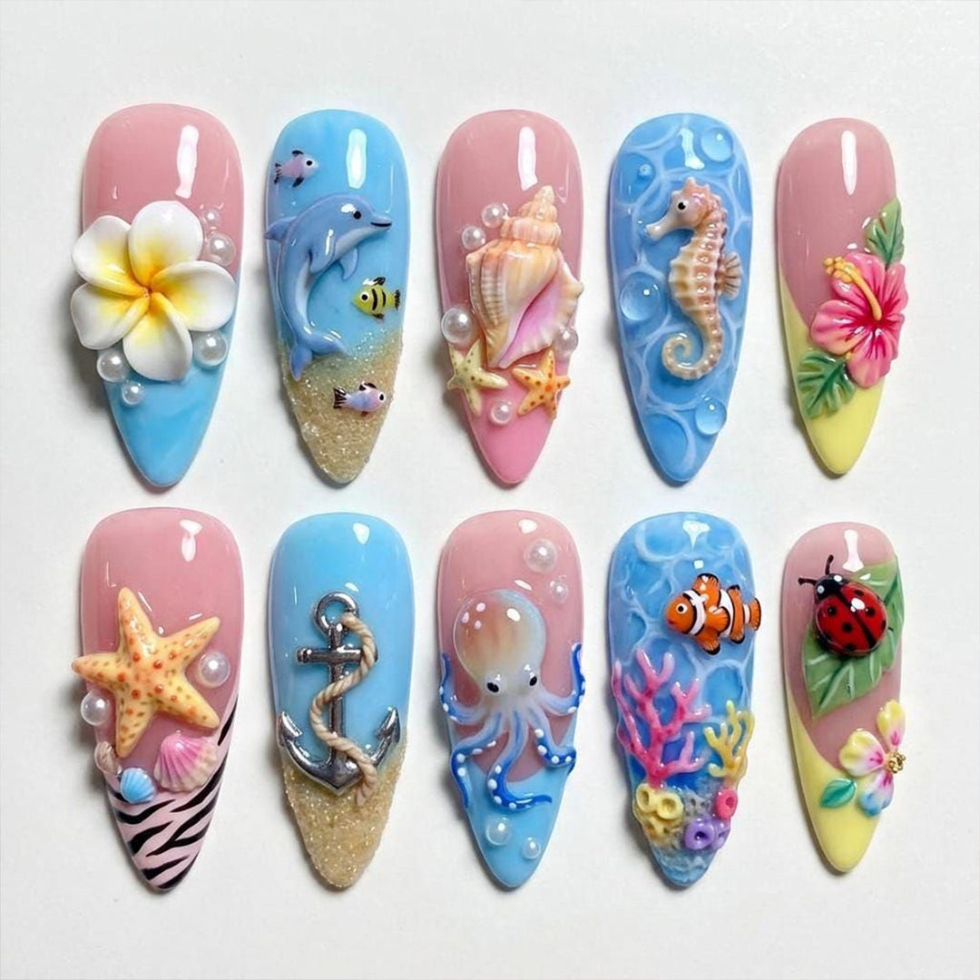 Ocean-Inspired 3D Nail Art Set Kalsten