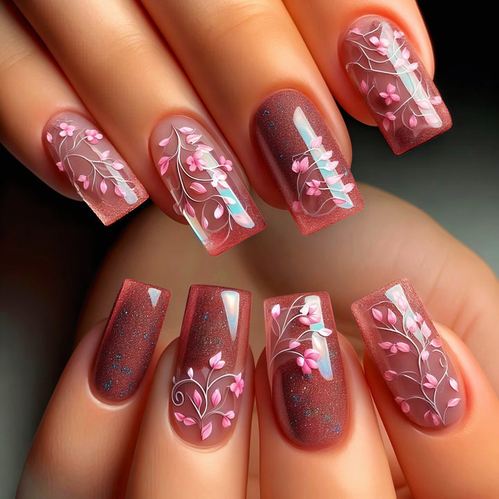 Artificial nails in elegant floral design Kalsten