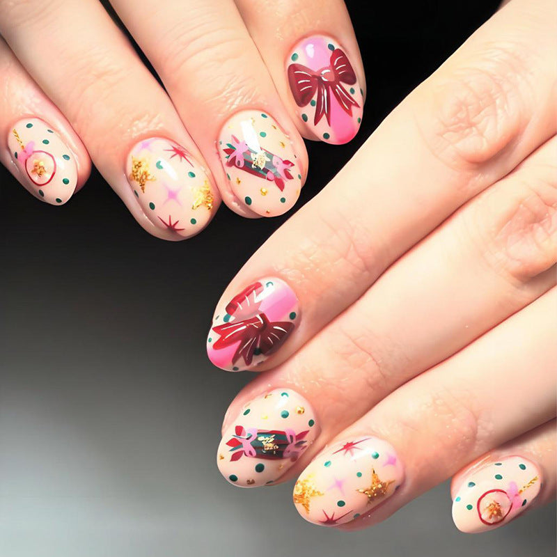 Artificial nail set with festive snowmen and Christmas motifs Kalsten