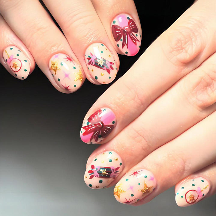 Artificial nail set with festive snowmen and Christmas motifs Kalsten
