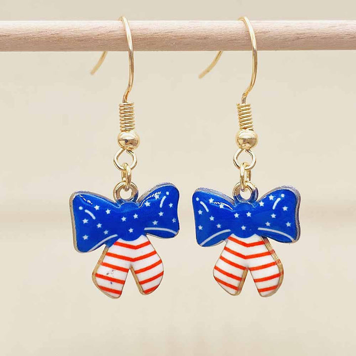 Women's Independence Day patriotic enamel flag dangle earrings with hypoallergenic fishhook wires Kalsten