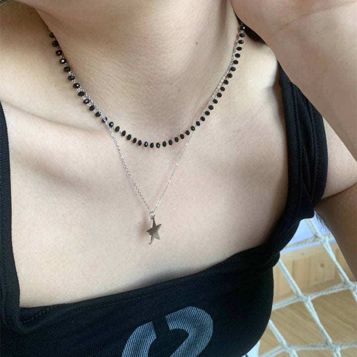 Layered Beaded Cross Necklace Kalsten