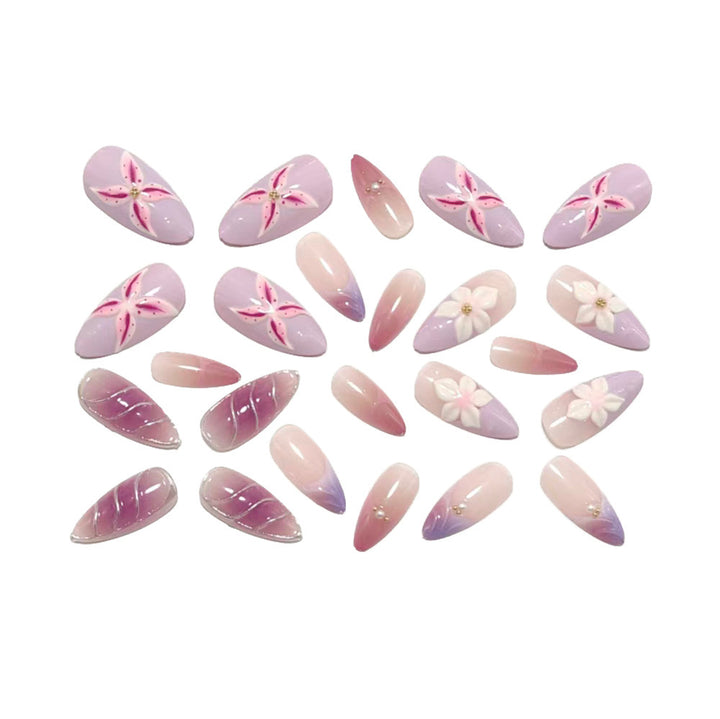 Artificial nails in elegant stiletto design with floral accent Kalsten