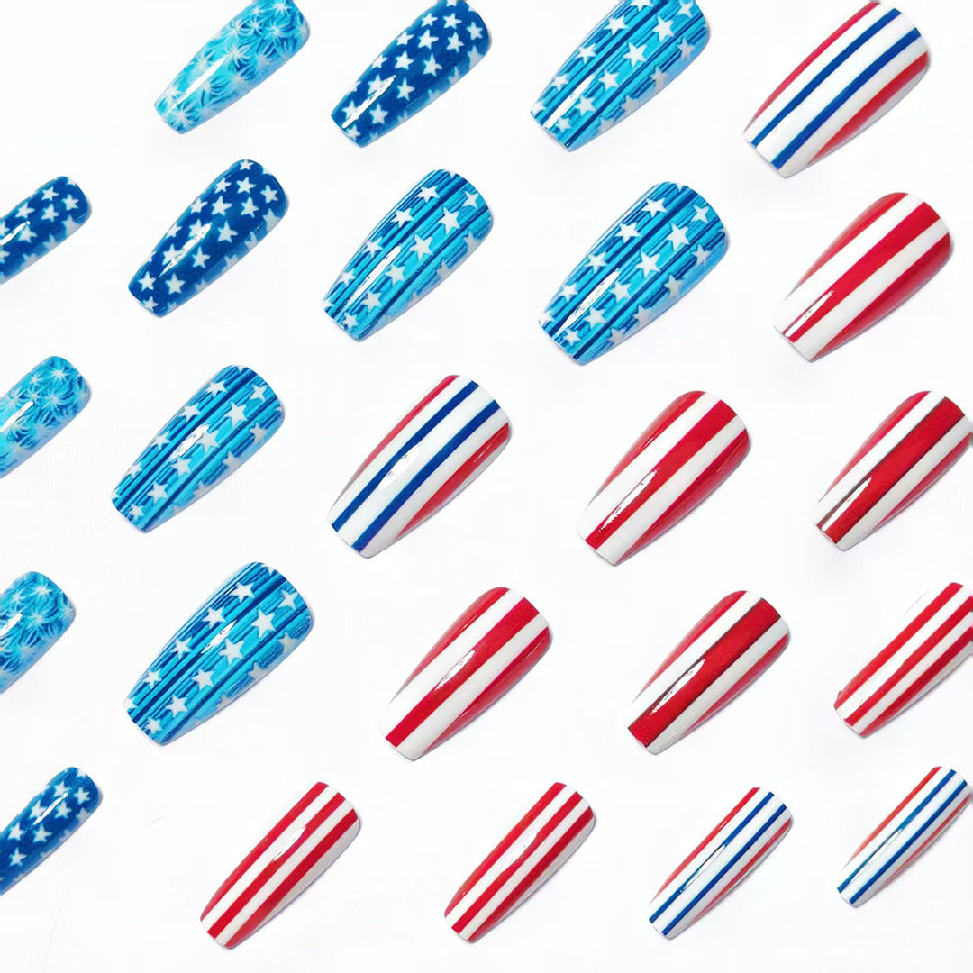 Patriotic Stars and Stripes Nail Art Kalsten