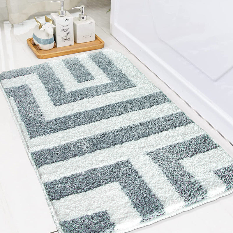 Plush Geometric Pattern Bath Mat Kalsten