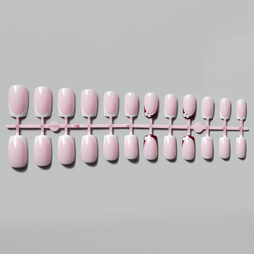 Creative Floral French Tip Nail Art Set