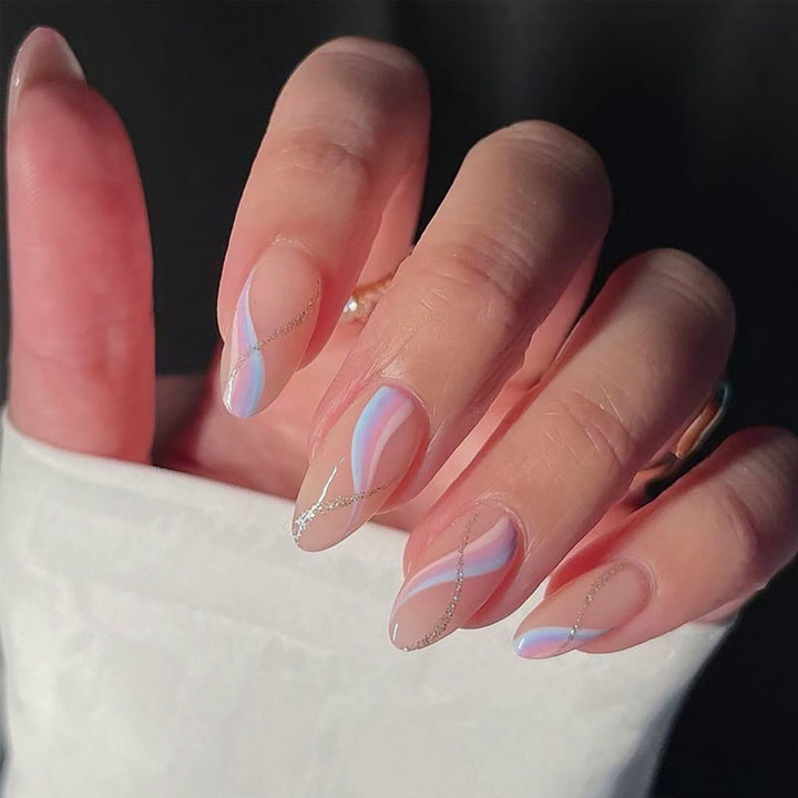 Artistic Press-On Nails with Abstract Design