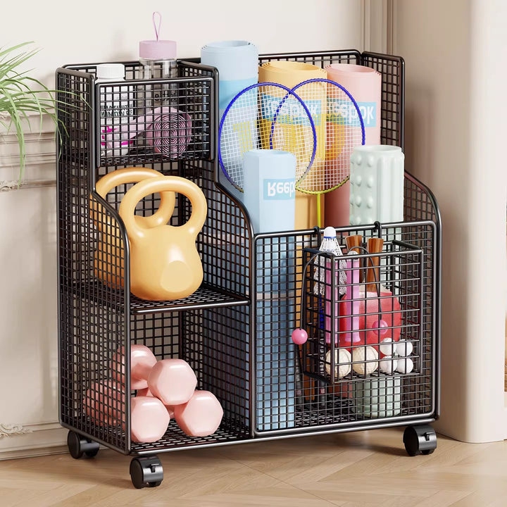 Compact Over-Cabinet Hanging Wire Grid Storage Basket with Dual Hooks