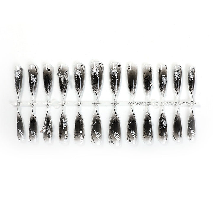 Artificial nail set with elegant, floral design and glitter details Kalsten