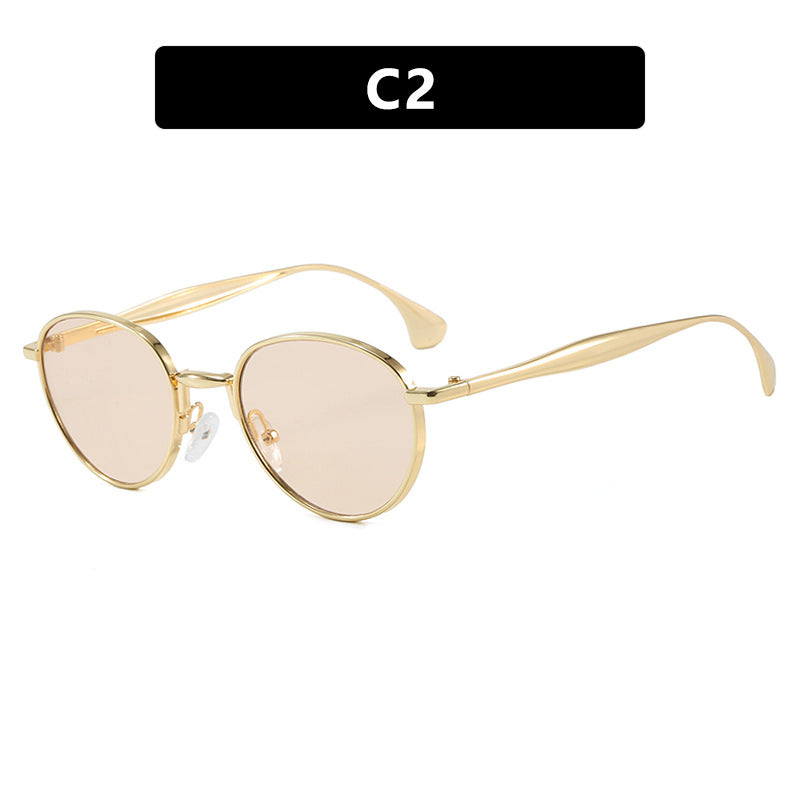 Women's round sunglasses with elegant metal frame and UV protection Kalsten