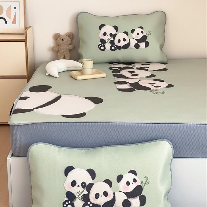Kids bedding set with monster print, fitted sheet and decorative cushion made of soft microfiber