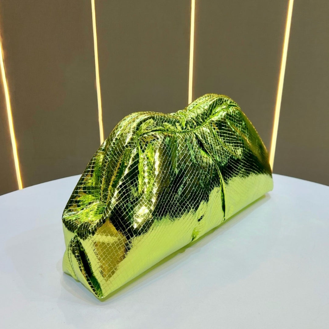 Metallic Gathered Clutch