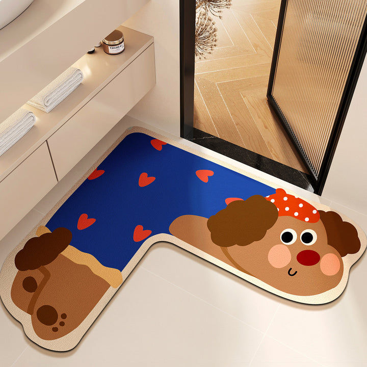 Cartoon-Themed Pet Design Bath Mat